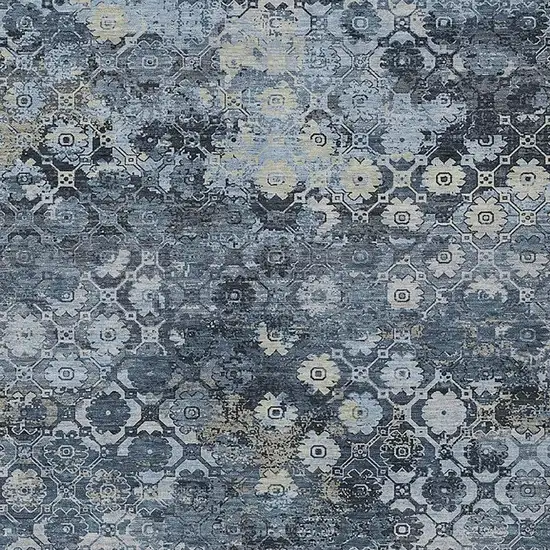 Navy Blue And Blue Abstract Washable Indoor Outdoor Area Rug Photo 2
