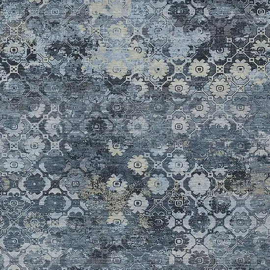 Navy Blue And Blue Abstract Washable Indoor Outdoor Area Rug Photo 2
