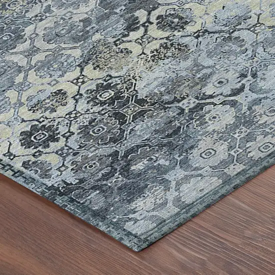 Navy Blue And Blue Abstract Washable Indoor Outdoor Area Rug Photo 8