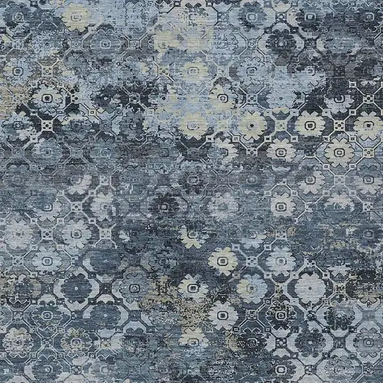 Navy Blue And Blue Abstract Washable Indoor Outdoor Area Rug Photo 2
