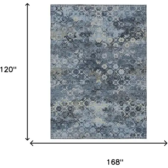 Navy Blue And Blue Abstract Washable Indoor Outdoor Area Rug Photo 6