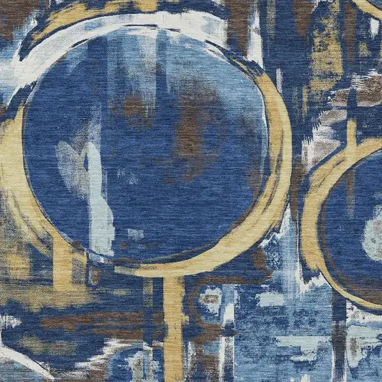 Navy Blue And Blue Abstract Washable Indoor Outdoor Area Rug Photo 2