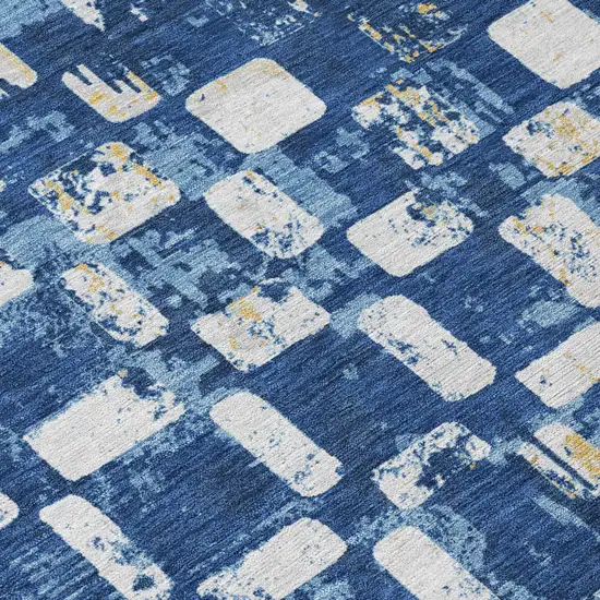 Navy Blue And Blue Abstract Washable Indoor Outdoor Area Rug Photo 5