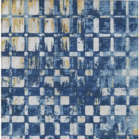Navy Blue And Blue Abstract Washable Indoor Outdoor Area Rug Photo 3