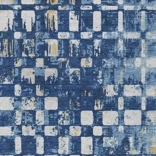Navy Blue And Blue Abstract Washable Indoor Outdoor Area Rug Photo 2