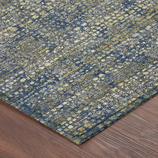 Navy Blue And Blue Abstract Washable Indoor Outdoor Area Rug Photo 4