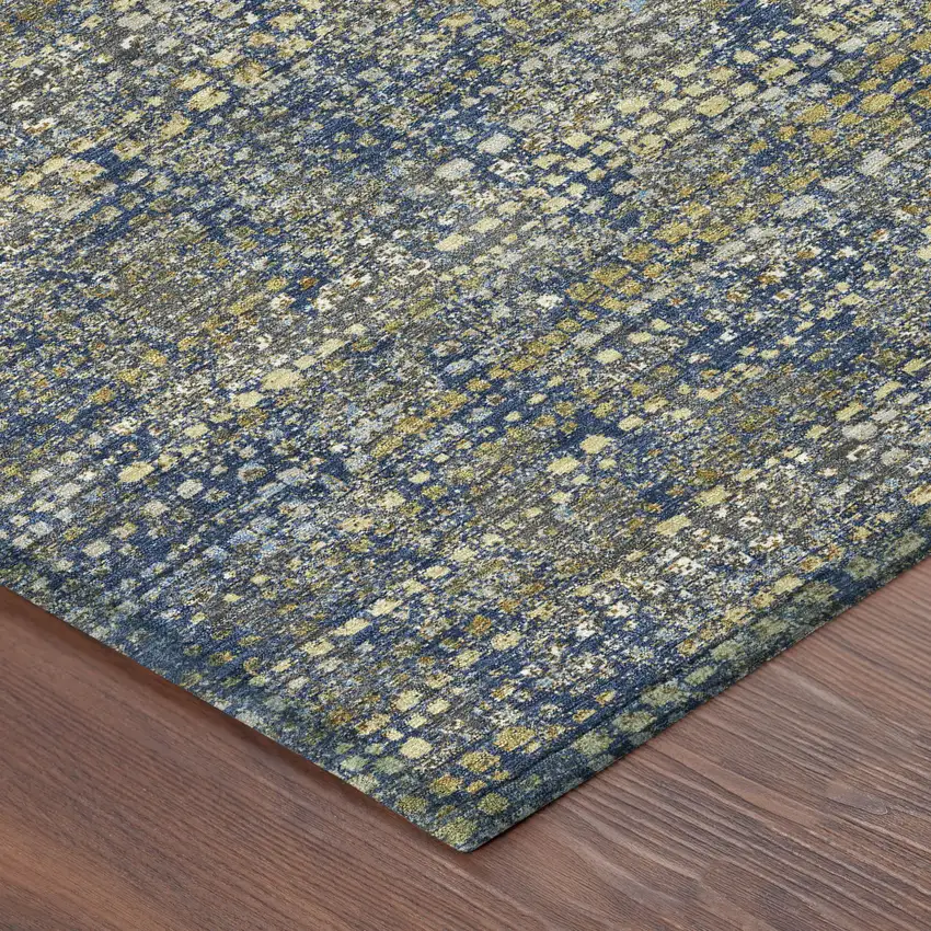 Navy Blue And Blue Abstract Washable Indoor Outdoor Area Rug Photo 4