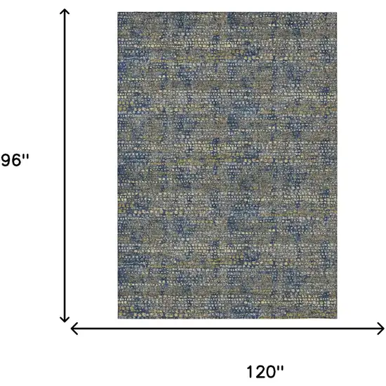 Navy Blue And Blue Abstract Washable Indoor Outdoor Area Rug Photo 6