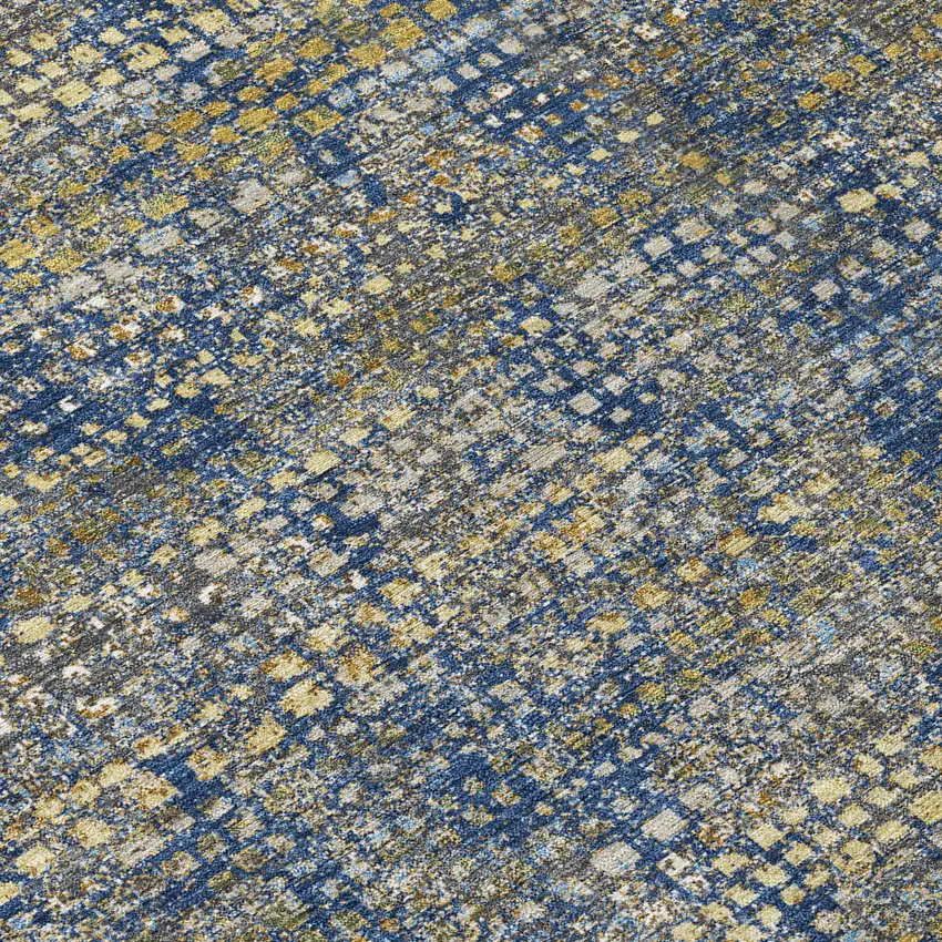 Navy Blue And Blue Abstract Washable Indoor Outdoor Area Rug Photo 5