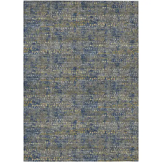 Navy Blue And Blue Abstract Washable Indoor Outdoor Area Rug Photo 1