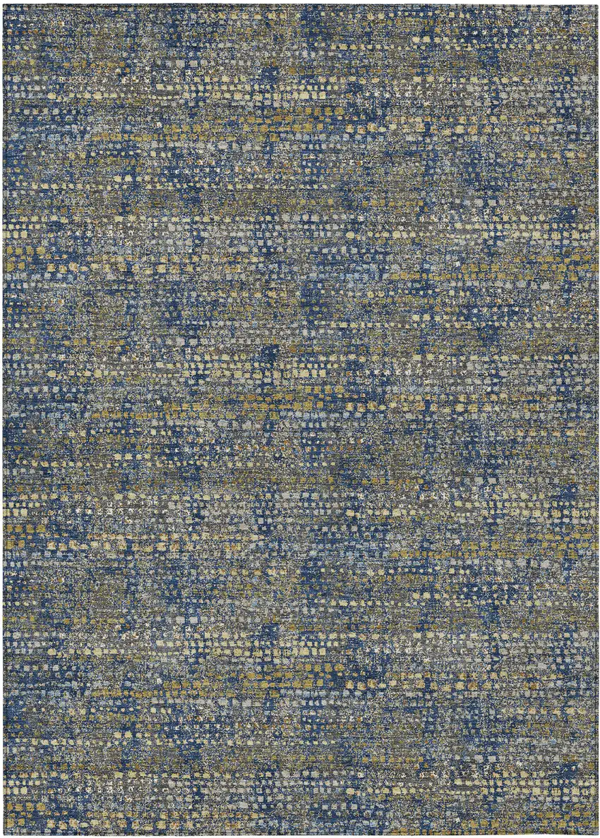Navy Blue And Blue Abstract Washable Indoor Outdoor Area Rug Photo 1