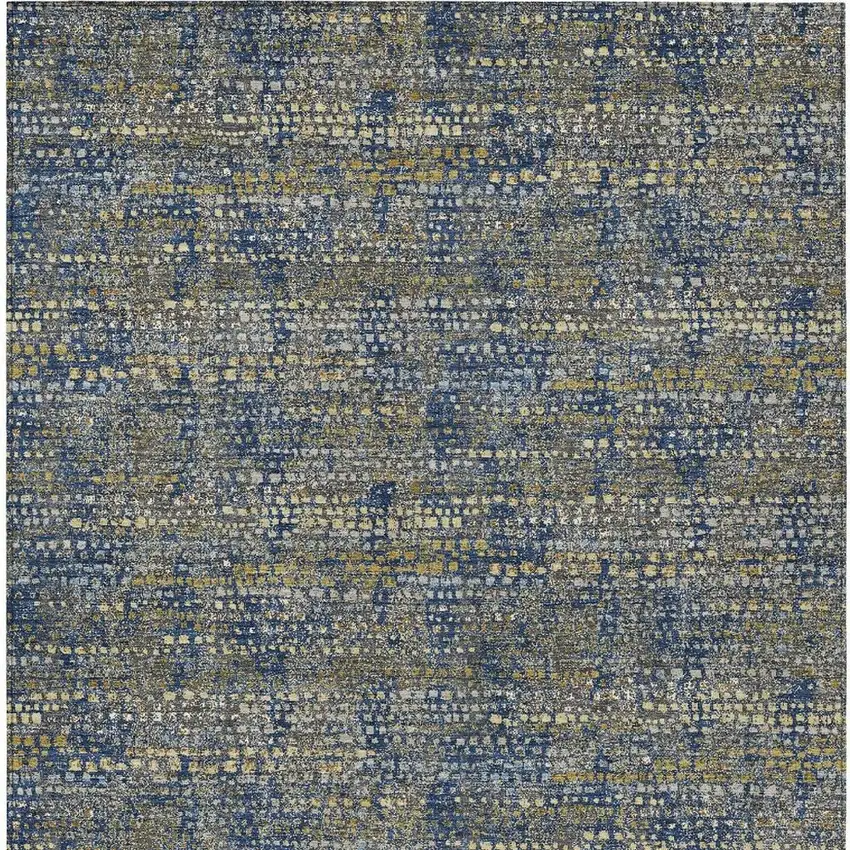 Navy Blue And Blue Abstract Washable Indoor Outdoor Area Rug Photo 3
