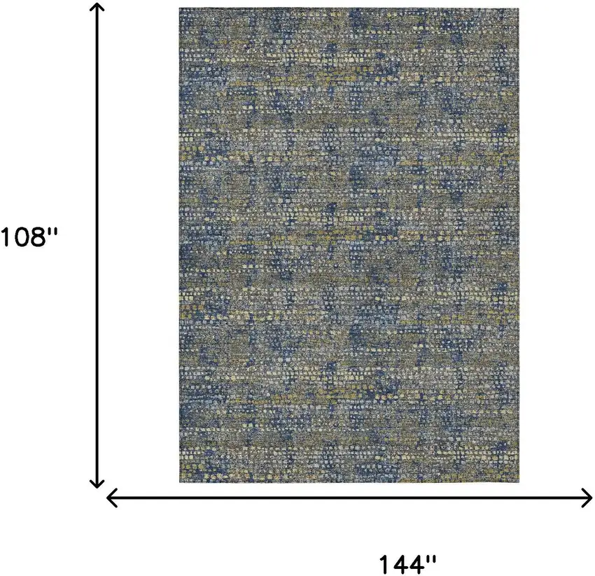 Navy Blue And Blue Abstract Washable Indoor Outdoor Area Rug Photo 6