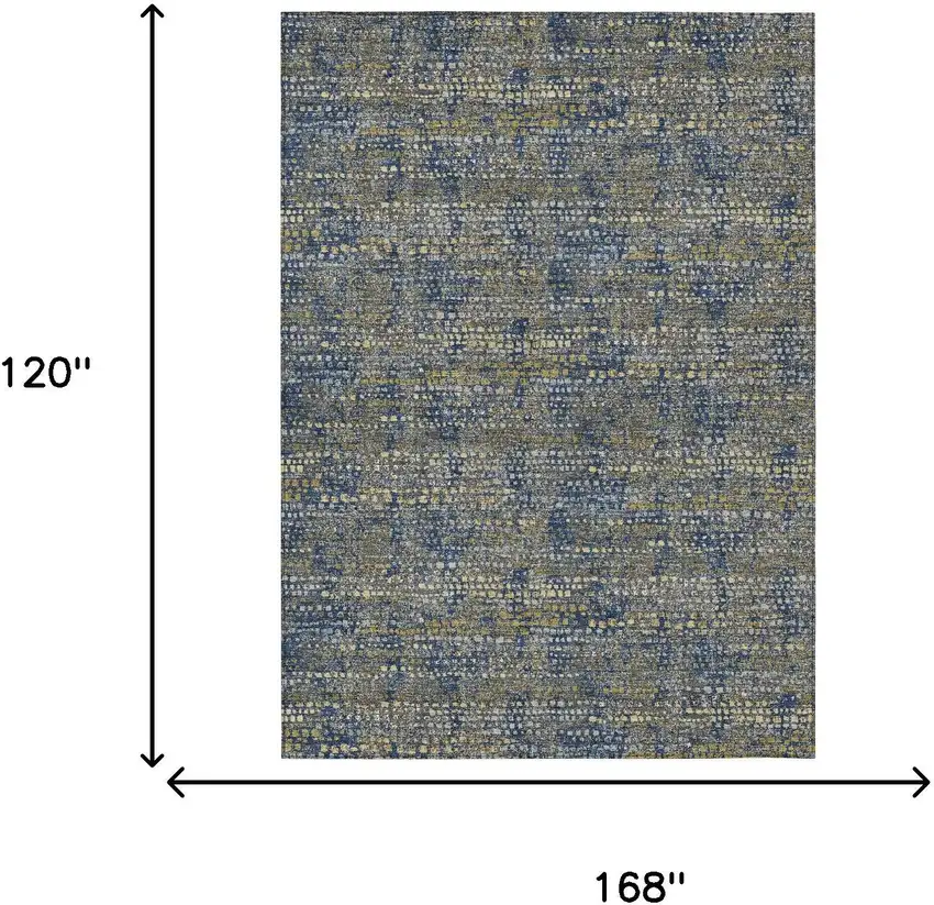 Navy Blue And Blue Abstract Washable Indoor Outdoor Area Rug Photo 6