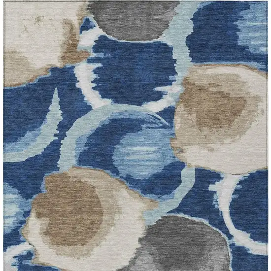Navy Blue And Blue Abstract Washable Indoor Outdoor Area Rug Photo 4