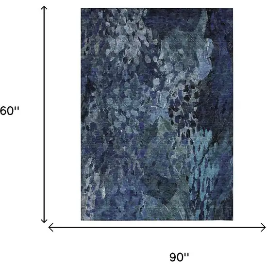 Navy Blue And Blue Abstract Washable Indoor Outdoor Area Rug Photo 7