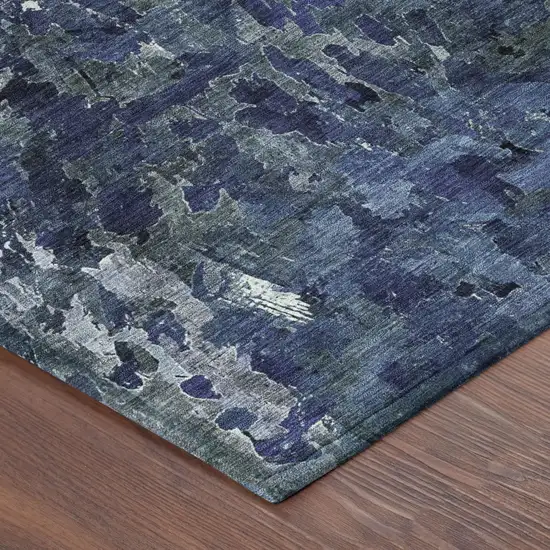 Navy Blue And Blue Abstract Washable Indoor Outdoor Area Rug Photo 5