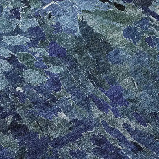 Navy Blue And Blue Abstract Washable Indoor Outdoor Area Rug Photo 6