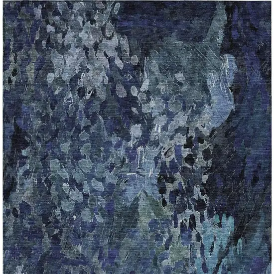 Navy Blue And Blue Abstract Washable Indoor Outdoor Area Rug Photo 3