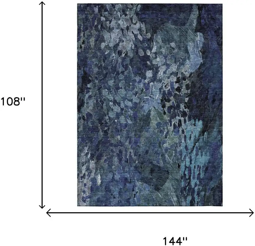 Navy Blue And Blue Abstract Washable Indoor Outdoor Area Rug Photo 7