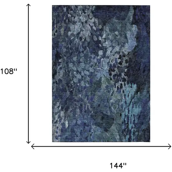 Navy Blue And Blue Abstract Washable Indoor Outdoor Area Rug Photo 7