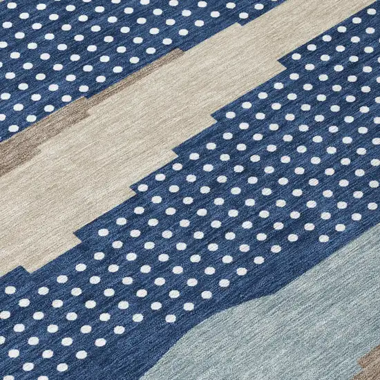 Navy Blue And Blue Abstract Washable Indoor Outdoor Area Rug Photo 4