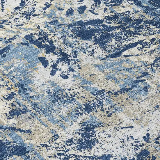 Navy Blue And Blue Abstract Washable Indoor Outdoor Area Rug Photo 4