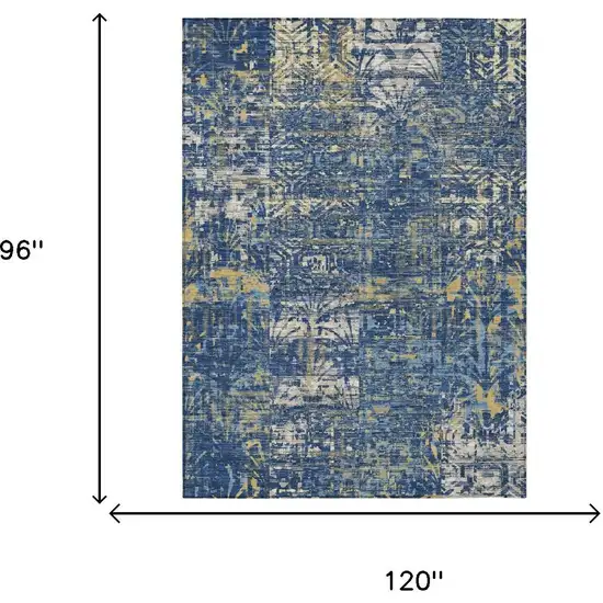 Navy Blue And Blue Abstract Washable Indoor Outdoor Area Rug Photo 5