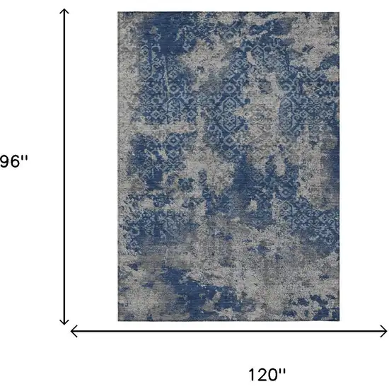 Navy Blue And Blue Abstract Washable Indoor Outdoor Area Rug Photo 5