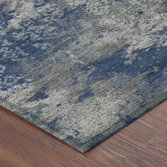 Navy Blue And Blue Abstract Washable Indoor Outdoor Area Rug Photo 3