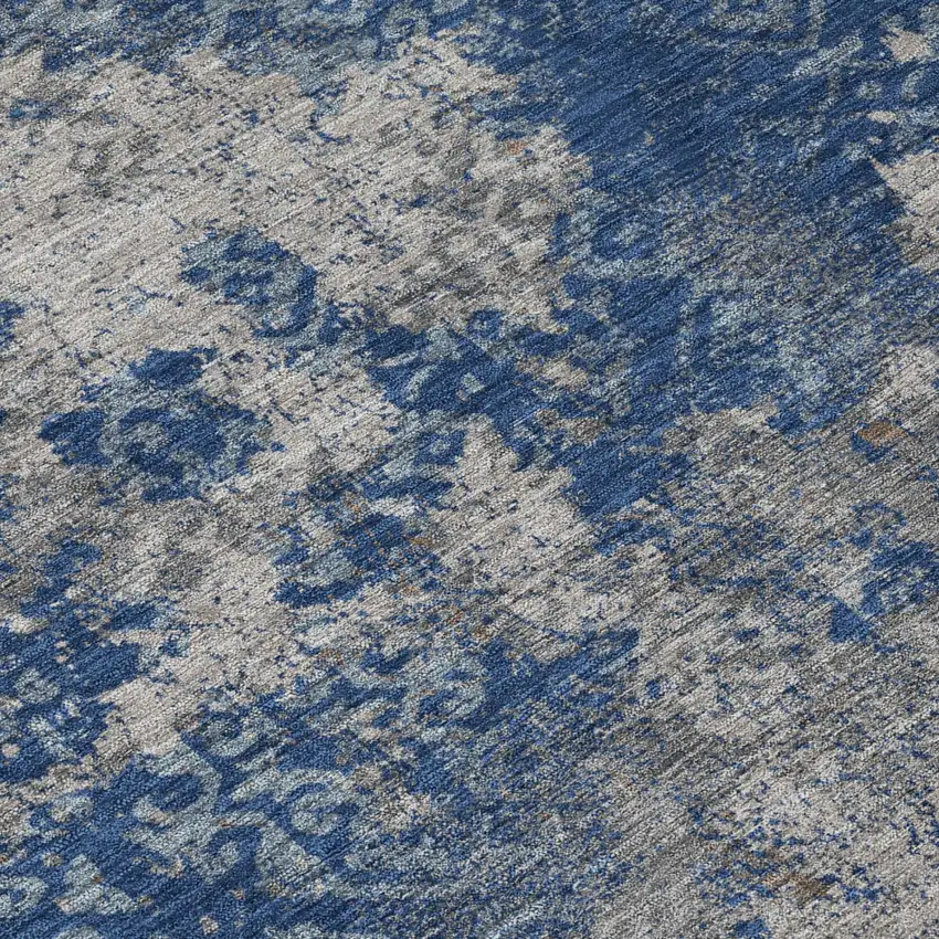 Navy Blue And Blue Abstract Washable Indoor Outdoor Area Rug Photo 4