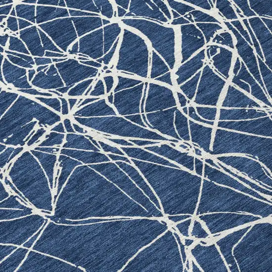 Navy Blue And Blue Abstract Washable Indoor Outdoor Area Rug Photo 4