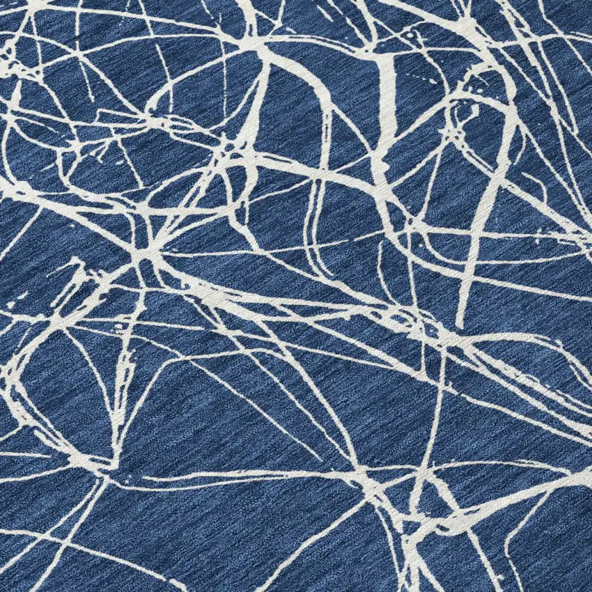 Navy Blue And Blue Abstract Washable Indoor Outdoor Area Rug Photo 4