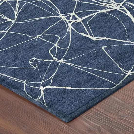 Navy Blue And Blue Abstract Washable Indoor Outdoor Area Rug Photo 3