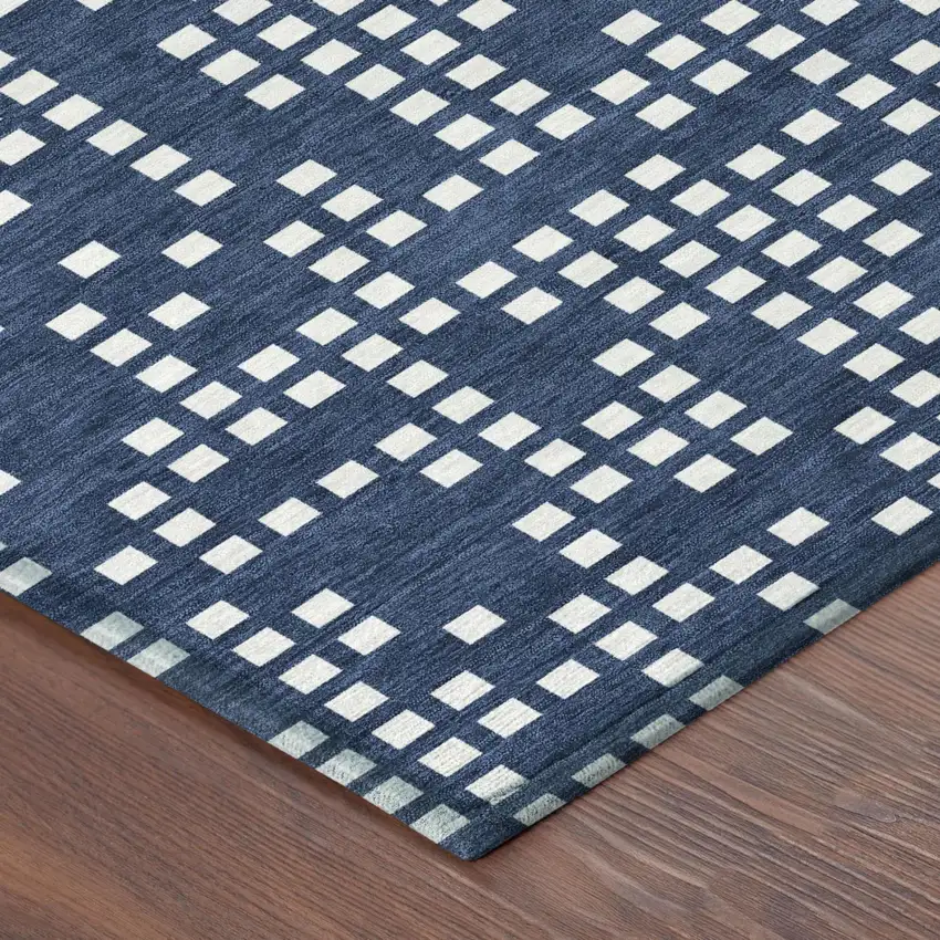 Navy Blue And Blue Abstract Washable Indoor Outdoor Area Rug Photo 3