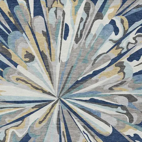 Navy Blue And Blue Abstract Washable Indoor Outdoor Area Rug Photo 7