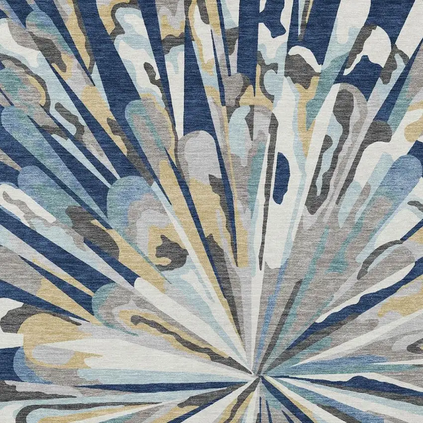 Navy Blue And Blue Abstract Washable Indoor Outdoor Area Rug Photo 3