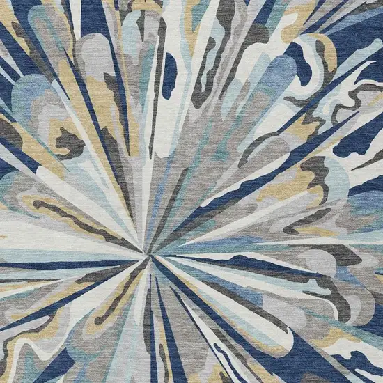 Navy Blue And Blue Abstract Washable Indoor Outdoor Area Rug Photo 8
