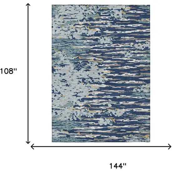 Navy Blue And Blue Abstract Washable Indoor Outdoor Area Rug Photo 5
