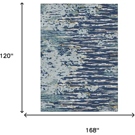 Navy Blue And Blue Abstract Washable Indoor Outdoor Area Rug Photo 5