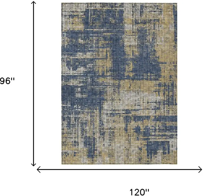 Navy Blue And Blue Abstract Washable Indoor Outdoor Area Rug Photo 5