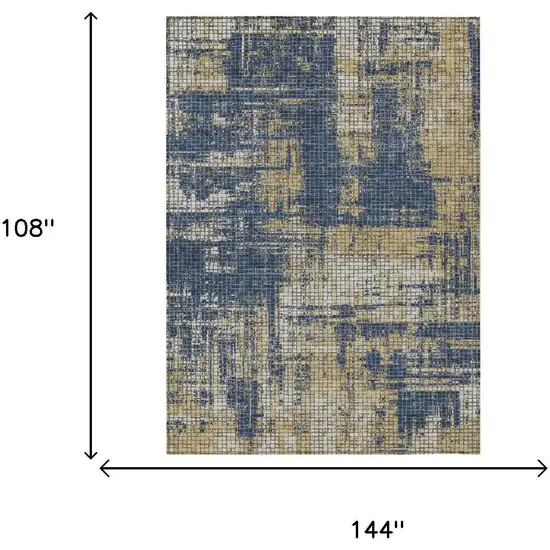 Navy Blue And Blue Abstract Washable Indoor Outdoor Area Rug Photo 5
