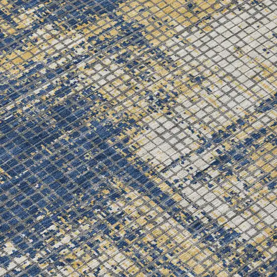 Navy Blue And Blue Abstract Washable Indoor Outdoor Area Rug Photo 4