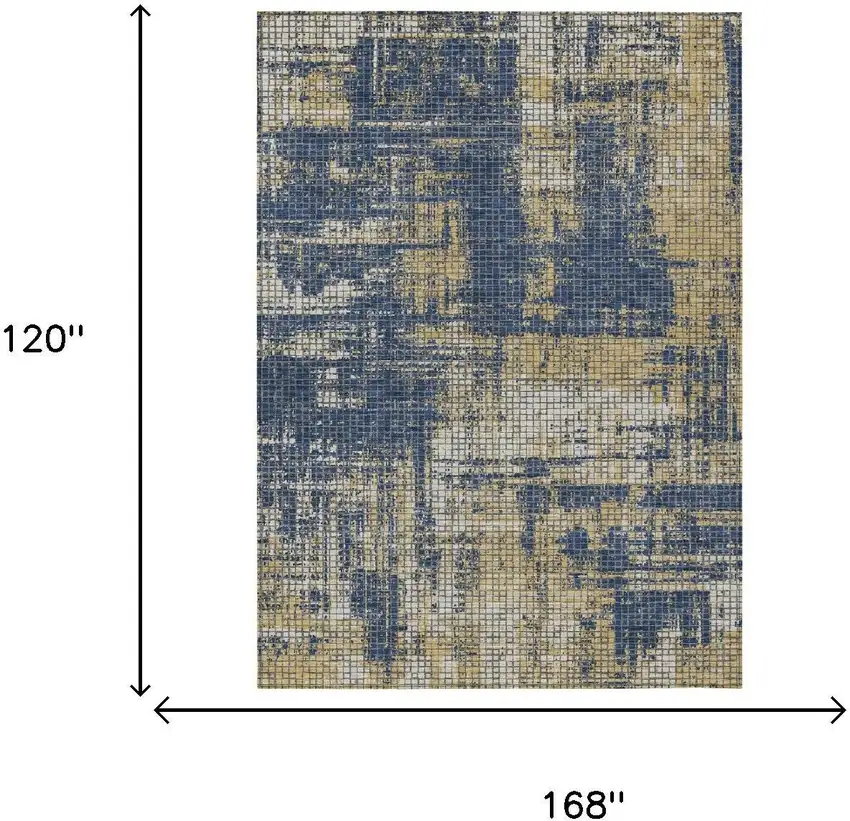 Navy Blue And Blue Abstract Washable Indoor Outdoor Area Rug Photo 5