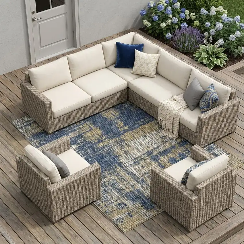 Navy Blue And Blue Abstract Washable Indoor Outdoor Area Rug Photo 1