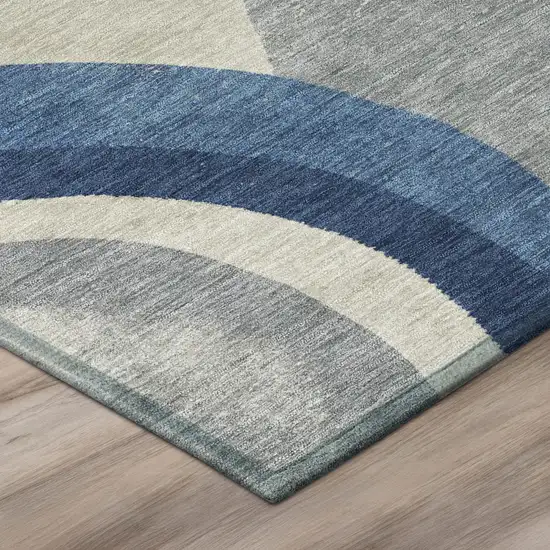 Navy Blue And Blue Abstract Washable Indoor Outdoor Area Rug Photo 5
