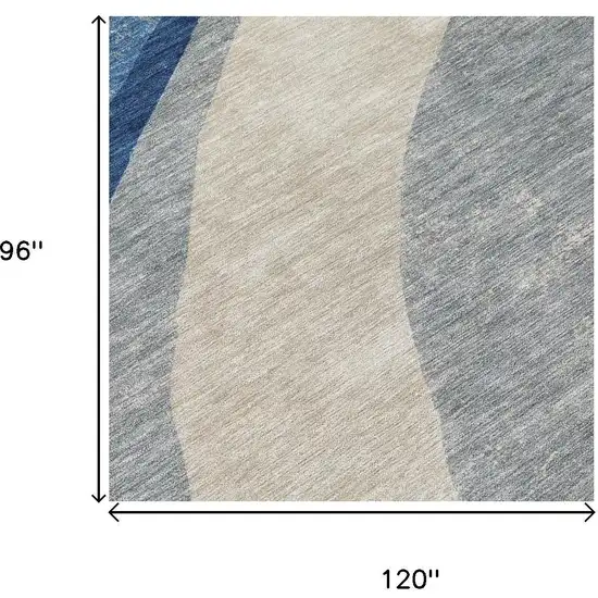 Navy Blue And Blue Abstract Washable Indoor Outdoor Area Rug Photo 6