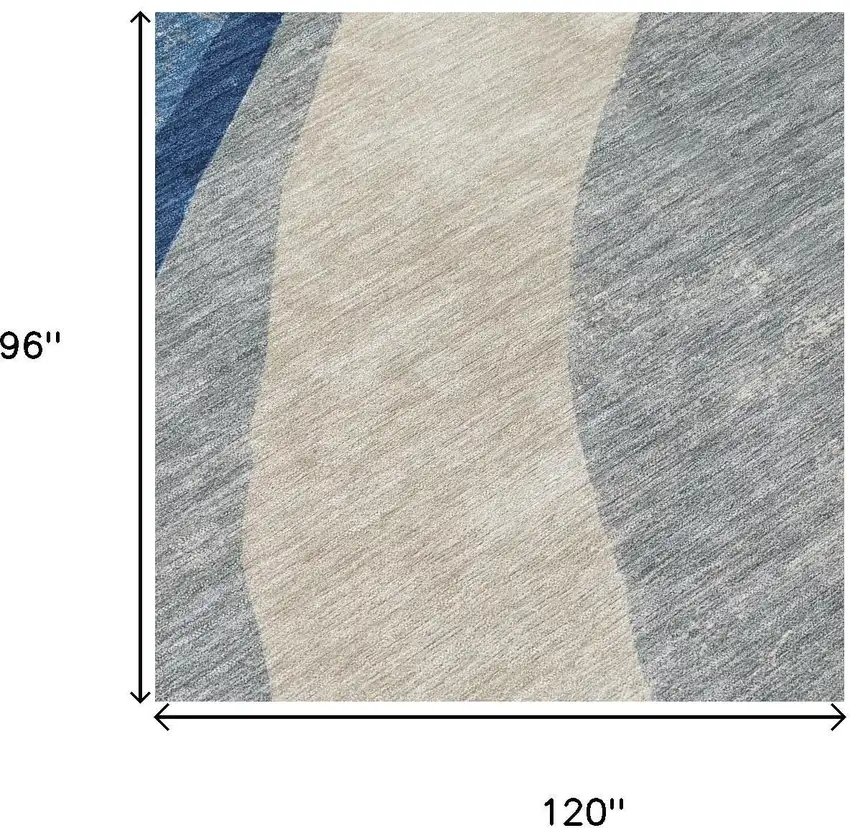 Navy Blue And Blue Abstract Washable Indoor Outdoor Area Rug Photo 6