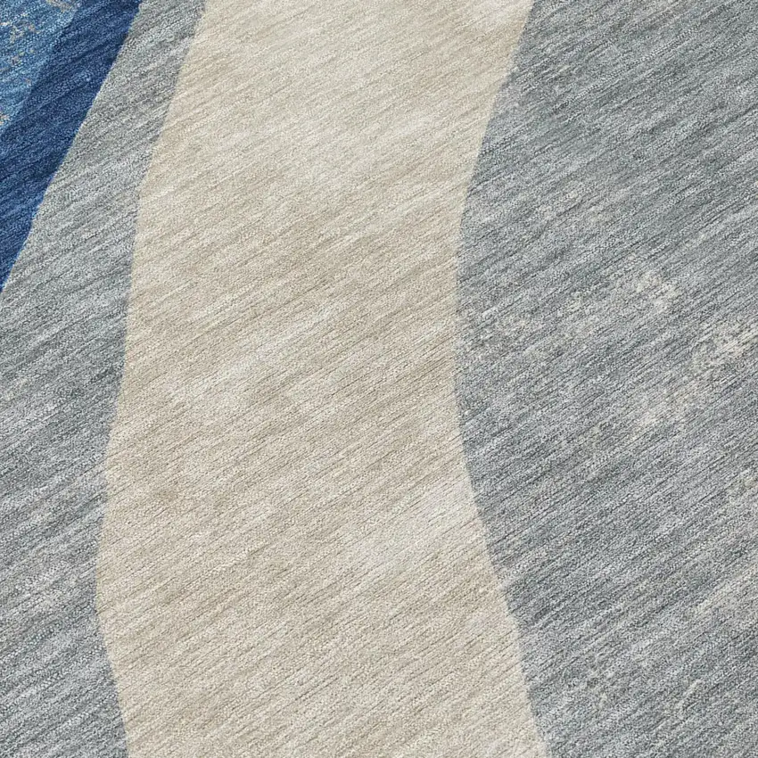 Navy Blue And Blue Abstract Washable Indoor Outdoor Area Rug Photo 1