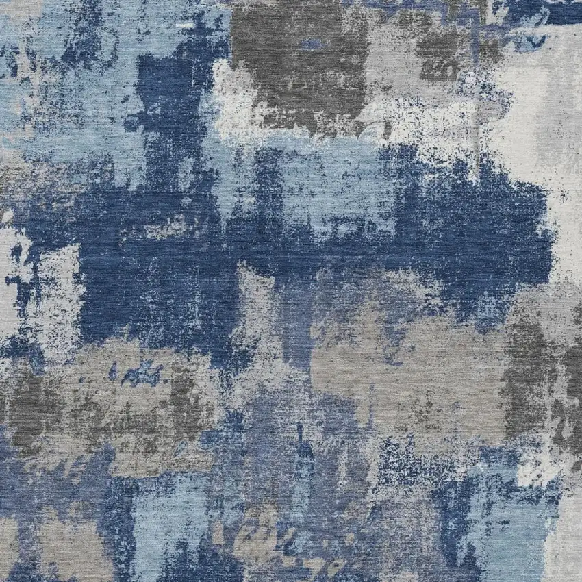 Navy Blue And Blue Abstract Washable Indoor Outdoor Area Rug Photo 1